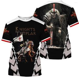 Men's T Shirts Knight Print T-shirt Trend Personalised Short Sleeve Summer Outdoor Sports Tops Plus Size T-shirts