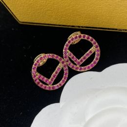 Womens Designer Earring Stud Gold Diamond Hoop Ear Studs Brand Letter Earrings Lady Circle Luxury Jewellery Wedding with box 2312028Z