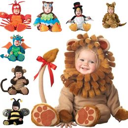 Rompers 6M 24M Christmas Xmas Holiday Halloween Costume Infant Baby Girls Lion Dinosaur Cosplay Elk Toddlers Clothes 231201