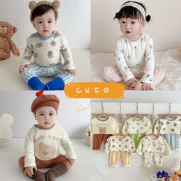 Clothing Sets Korean Ins Kids Loungewear Outfit Set Cotton Autumn Pants Boys Girls Pyjamas Baby Winter Indoor Clothes 0 To 24 Months 231201