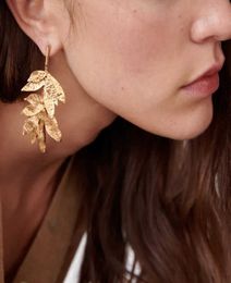 Multi Layered Filigree Leaves Dangle Charm long metal Tassel Earrings female personality multilayer leaf alloy earrings jewelry9695409