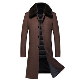 Men's Wool Blends 2023 arrival winter jacket men fashion Woolen Coat Casual trench coat Men Dress Jacket Removable down liner 231130