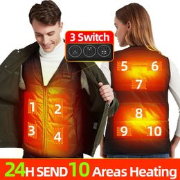 Men's Vests 10 Areas Heated Vest Men Women Usb Electric Self Heating Vest Warming Waistcoat Heated Jacket Washable Thermal Heated Clothes 231130