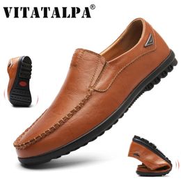 Dress Shoes 2023 Genuine Leather Men Casual Brand Italian Loafers Moccasins Breathable Slip on Black Driving Plus Size 231130