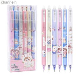 Gel Pens 6 Pcs/lot Kawaii Rabbit Girl Cartoon Erasable Gel Pen School Office Supplies Stationery Cute Retractable Gel Ink Pen 0.5mm Blue YQ231201