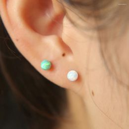 Stud Earrings 4 Colours 4mm Round Ball Studs Green White Red Purple Fire Opal Bead 925 Sterling Silver Ear Pin High Quality 2023 Earring
