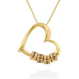 Personalised Heart Necklaces Women Jewellery Custom Gold Plated 17 Beads Name Necklaces Pendants Mothers Day Gift 220716201A