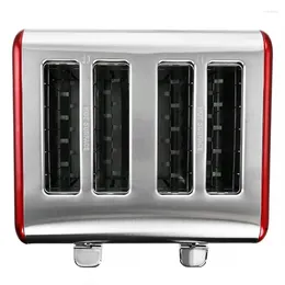 Bread Makers MegaChef 4 Slice Toaster In Stainless Steel Red