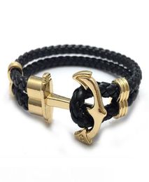 Weave Leather Bracelets Handmade Designer Bracelets Women Men Luxury Charm Silver Anchor Bracelets Magnet Man Bangles Handknit Fe4511539