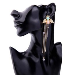 New designer tassel earrings 925 Sterling Silver Cute Bee Drop long dangle white tassel earrings for Women Jewellery for Teen Girls 200Z