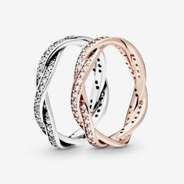 Authentic 925 Sterling Silver Sparkling ed Lines Ring For Women Wedding Rings Fashion Jewellery Accessories223P