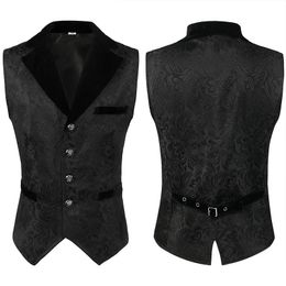Men's Vests Jacquard Single Breasted Button Men Vest Suit for Wedding Casual Vintage Waistcoat Fashion 231130