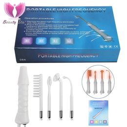 Face Care Devices 4 IN 1High Frequency Electrode Machine Portable Electrode Wand Acne Spot Wrinkle Remover Hair Growing Tubes Skin Care Spa 231130