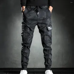 Men's Pants Stylish Cargo Mid-Rise All Match Bottoms Loose Ankle Tied Trousers