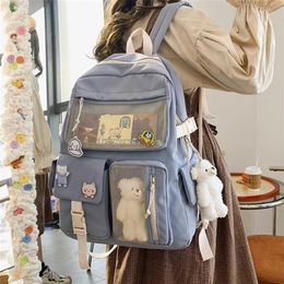 Korean Large Capacity Backpacks Women Kawaii Students Preppy ITA Bag for Teenager Girls Sweet Waterproof School Travel Bags 211026264y