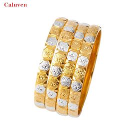 8mm 64mm Two-tones Dubai Bangles for Women Gold Silver Colour Arabic Bangles Ethiopian Wedding Bracelets Classic African Gift Q0720241r