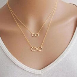 2017 New Gold Silver Women necklace Girl Fashion Jewellery Double Infinity Pendant Necklace Wedding Event Necklaces4053965