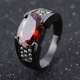 Hip-hop 14K Black Gold Ruby Obsidian Ring Party Wedding Sapphire pure Bizuteria for Women Men Unisex Rock Obsidian jewelry ring J1242v