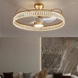 Nordic Creative Luxury Crystal Glass Gold Fan LED Chandelier Study Bedroom Restaurant Lighting Fixtures Drop
