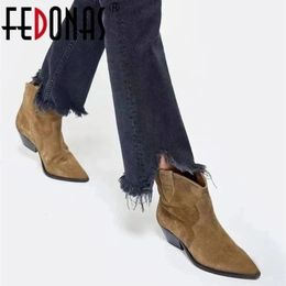 Boots FEDONAS est Wool Suede Leather Ankle For Women Warm Fur Winter Snow Sexy Pointed Toe Chelsea Shoes Woman 231201