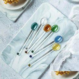 Other Event Party Supplies Coffee Stirring Spoon Colorf Glass Eco-Friendly Creative Scoop Summer Hawaiian Festival Halloween Chris Dhfdo