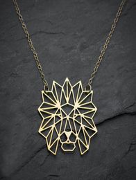 NianDi Origami Lion Necklace Lion Head Pendant Necklace Geometric Lion Jewellery Animal Necklace Party Accessories YLQ05612001961