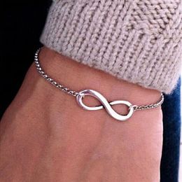 New Arrivals Korean Fashion Simple Metal 8 Infinity Charm Bracelets For Women & Men Jewellery Summer Style Beach254E