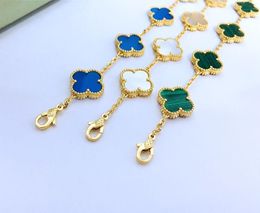 L Shell Clover bracelets with green agate fourleaf clover for women Silver Rose Gold V Flower bracelet8062049