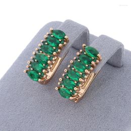 Dangle Earrings 2023 Luxury Jewelry Classic Gold Color Drop For Women Unusual Green Natural Zircon Daily Fashion