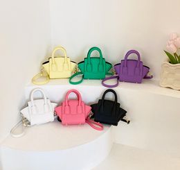 Lady style Girls wings handbags fashion kids single shoulder bag children candy Colour PU leather messenger bags Z5709