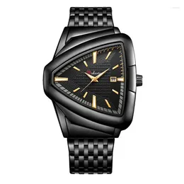 Wristwatches 2023 Triangle Men's Watch Large Dial Quartz Steel Band Casual Personality Calendar Manufacturer Wholesale