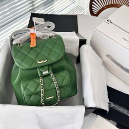 Wax Leather Mini Backpack 18cm Designer Women Shoulder Bag Leather Diamond Cheque Silver Hardware Metal Clasp Luxury Handbag Matelasse Chain Crossbody Bags Purse