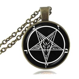 Satanischer Baphomet umgekehrter Pentagramm-Anhänger, gotische Halskette, Ziegenkopf-Anhänger, Satanismus-Halskette, böser okkulter Pentagramm-Schmuck, Pagan214d