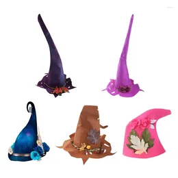 Party Supplies 449B Beautiful Artificial Flower Angled Witch Hat Creative Wizard Halloween Novelty Props Decor