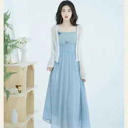 Casual Dresses Temperament Sen Style Niche Design Strap Dress For Women 2023 Summer Seaside Vacation French Romantic And Gentle Long Skirt