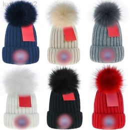 Designer Winter Cap Knitted Beanie Woolen Hat Men Women Chunky Knit Thick Warm Faux Fur Pom Beanies Hats Female BonnetC3R2