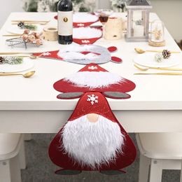 Christmas Decorations Christmas Table Flag Mat Home Party Decoration 1.8M Faceless Doll Meal Place Mat Creative Household Christmas Desk Ornament 231201