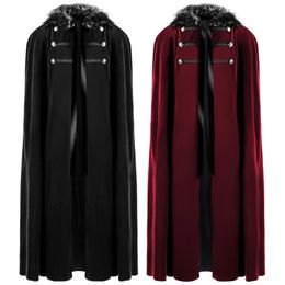 Women s Fur Faux Halloween Men s And Tweed Coats Vintage Solid Colour Steampunk Hooded Collar Capes Bucket 231201