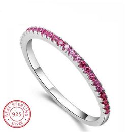 Victoria Wieck Luxury Jewelry Pure 100% 925 Sterling Silver Ruby CZ Diamond Gemstones Party Single Women Wedding Engagement Band R306p