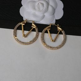 Brand Letter Hoop Earrings Designer Jewelry Women Lady Party Wedding Lovers Gift Pearl Earrings Luxury Earring 20 Style