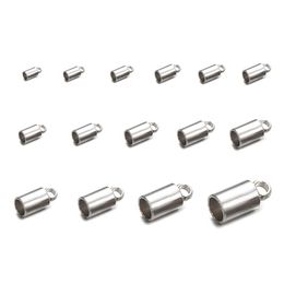 50PCS 15 Sizes Chain Cord Crimp end Beads Stainless Steel Bucket Cord Crimp End Caps Fasteners for Jewellery DIY Making Accessories 2758