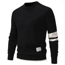 Men's Sweaters Autumn Fashion Color Block Sweater High Quality Winter Solid Knitted Casual O Neck Slim Warm Pullover M-4XL