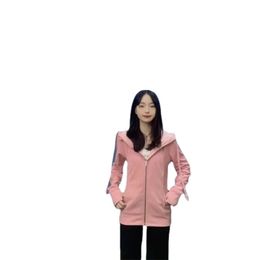 Autumn and winter women's long slim-fit hoodie wear rope zipper hoodie plus cashmere warm sports casual yoga coat