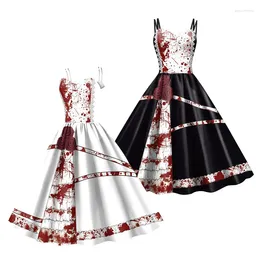 Casual Dresses Halloween Dress Women Slim Sexy Strap Digital Printing Scary