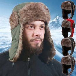 Trapper Hats Winter Hats for Women Men Faux Fur Bomber Hat Thicken Earflapped Caps Outdoor Cycling Windproof Warm Ear Protection Ski Cap 231201