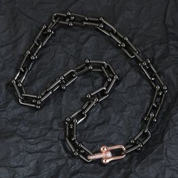 czarny 18 -krotny złoty łańcuch początkowe wisiorki dla kobiet Diamond Link łańcuchy szerokie projektant para mody projektant weselnych Święto Dziękczynienia Walentynki