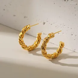 Hoop Earrings Fashion Fried Dough Twists Metal Plated With 18k Gold C Shaped Open Simple Daily Wear Stud For Women