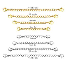 Chains Whole 8pcs lot 316L Plating Extended Chain Necklace Stainless Steel Rolo Gold Colour 2 3 4 6 Inch ChainChains254E