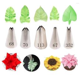 Baking Tools 5Pcs/set Leaves Cream Decorated Mouth Nozzles Stainless Steel DIY Cake Decorating Confectionery Equipment