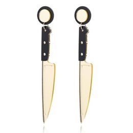 Stud Punk Fashion Knife Earring Cool Hip Hop Acrylic Long Earrings Shape Geometric Ear Studs2466